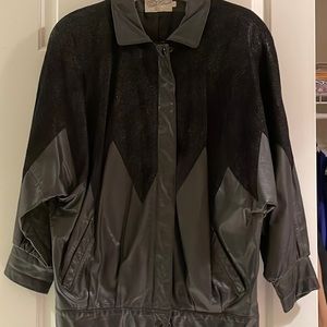 Black Leather Jacket with Zipper